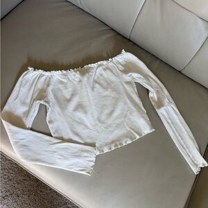 NA-KD White Off-Shoulder Crop Top size Medium